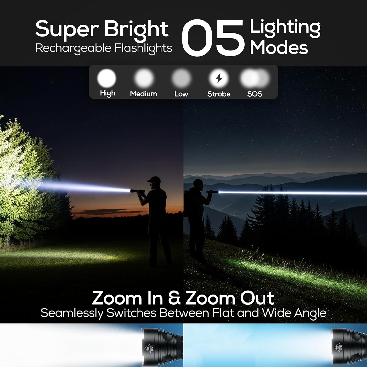 LED 2500 Lumens Long Range Tactical Flashlight