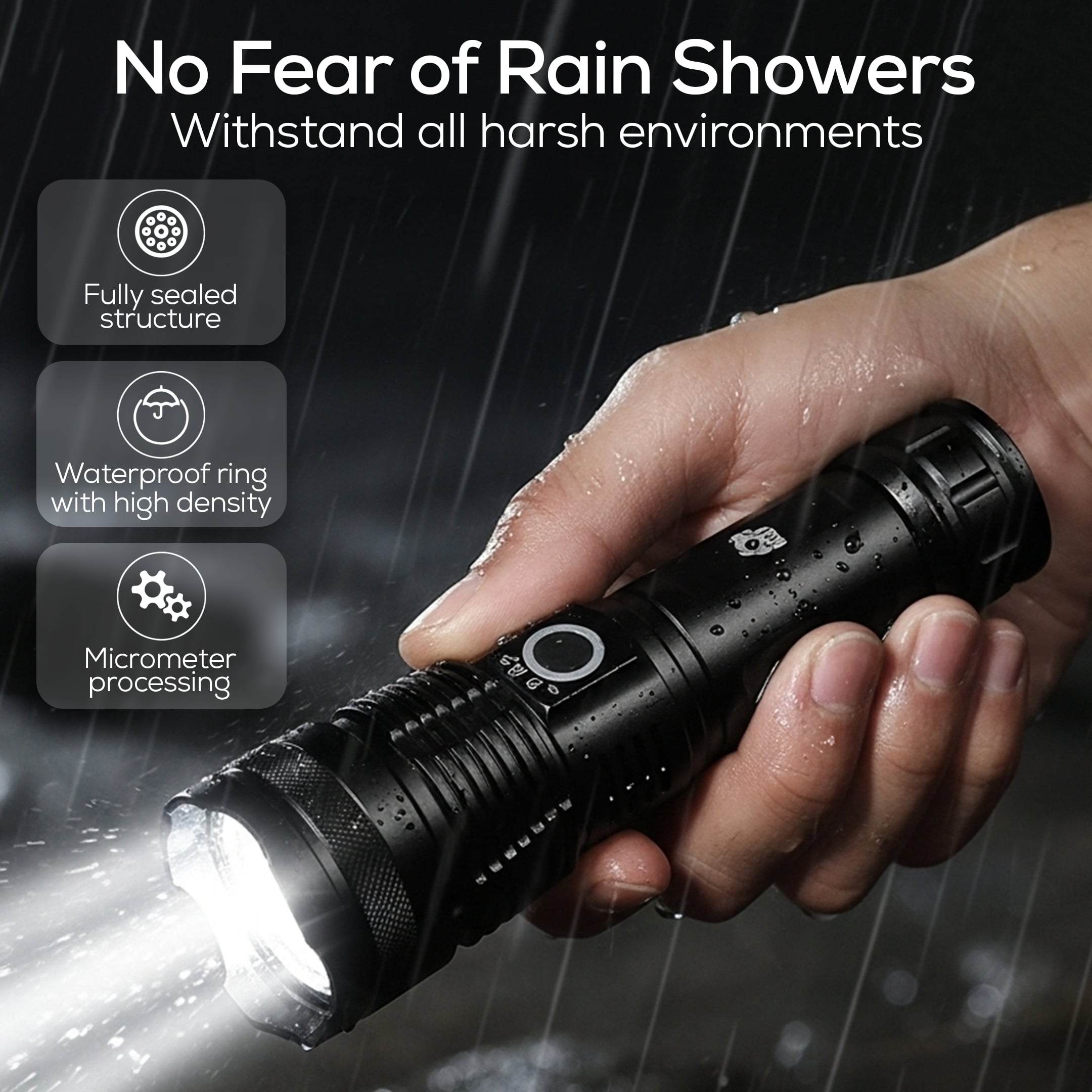 Waterproof Tactical Flashlight 1800 Lumens USB