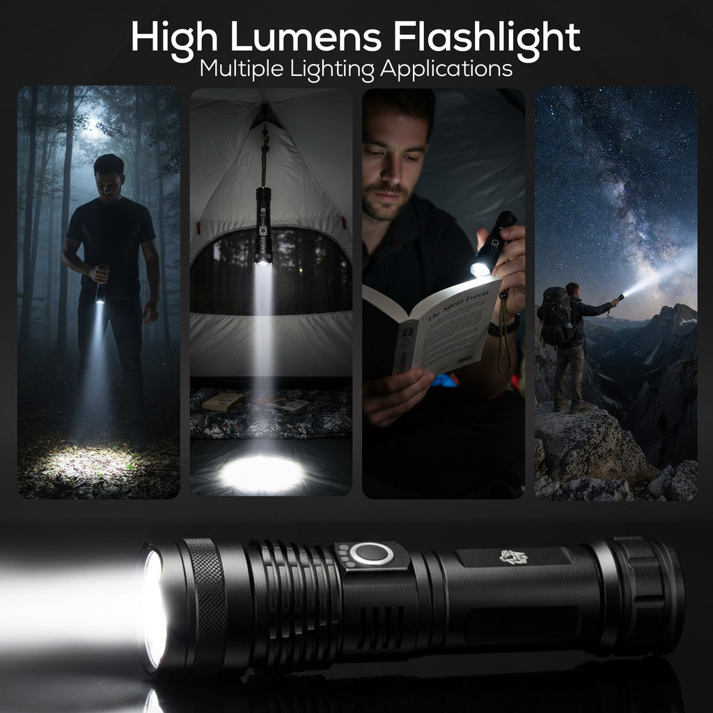 Waterproof Tactical Flashlight 1800 Lumens USB